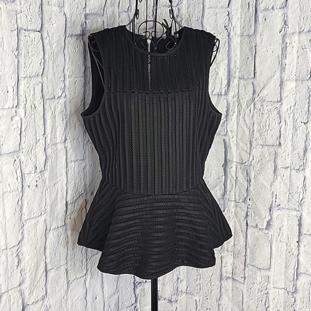 Elegant Black Sleeveless Peplum Top
